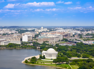 washington DC area from a bird's eye view